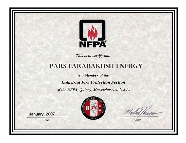 NFPA گواهینامه عضویت در (سازمان آتشنشانی جهانی)