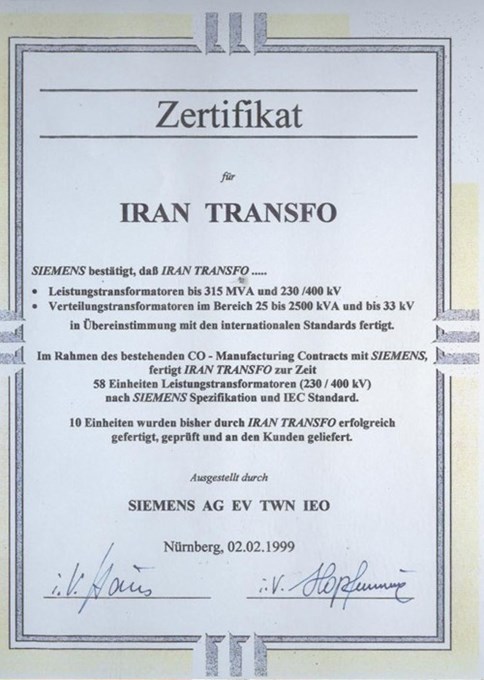 Siemens Certificate German