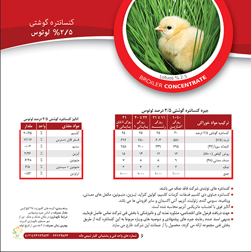 کنسانتره جوجه گوشتی ۲٫۵% درصد لوتوس