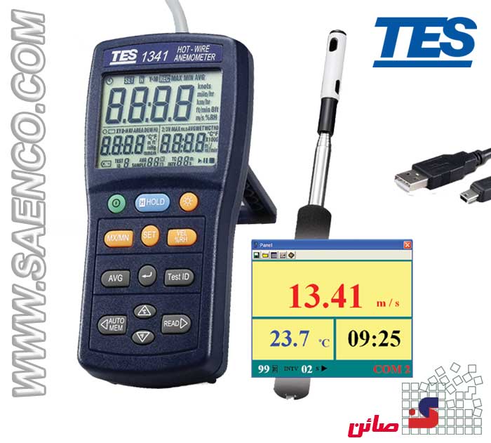 فلومترباد هات وایر دیتالاگر مدل TES-1341ساخت کمپانی TES تایوان