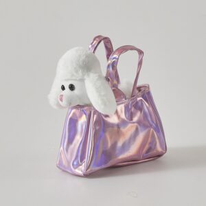 Plush Dog with Travel Carrier and Comb Stuffed Animal Toy
