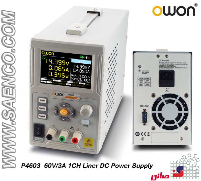 منبع تغذیه تک کانال 60V/3A DC مدل P4603 ساخت OWON 