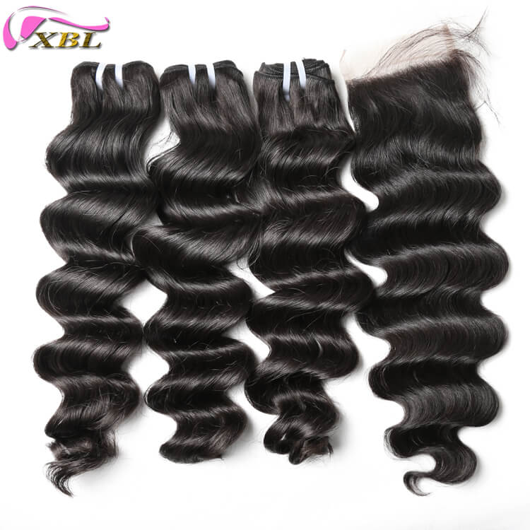 3 PCS Lot Plus A Closure 12A شل موهای برزیلی عمیق