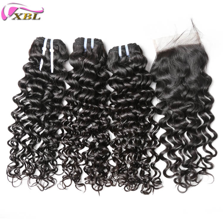 3 عدد لات 12A Jerry Curly Plus A Closure Human Hair Extensions